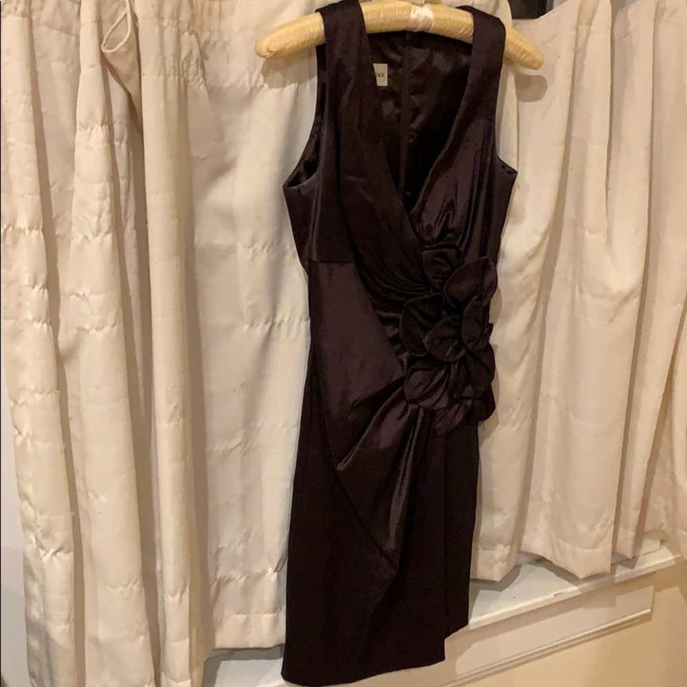 Shiny brown v-neck dress
